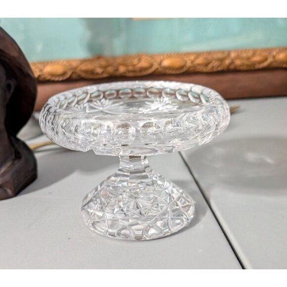 Vintage Crystal Glass Pedestal Candy Dish Candle holder - Picture 6 of 16